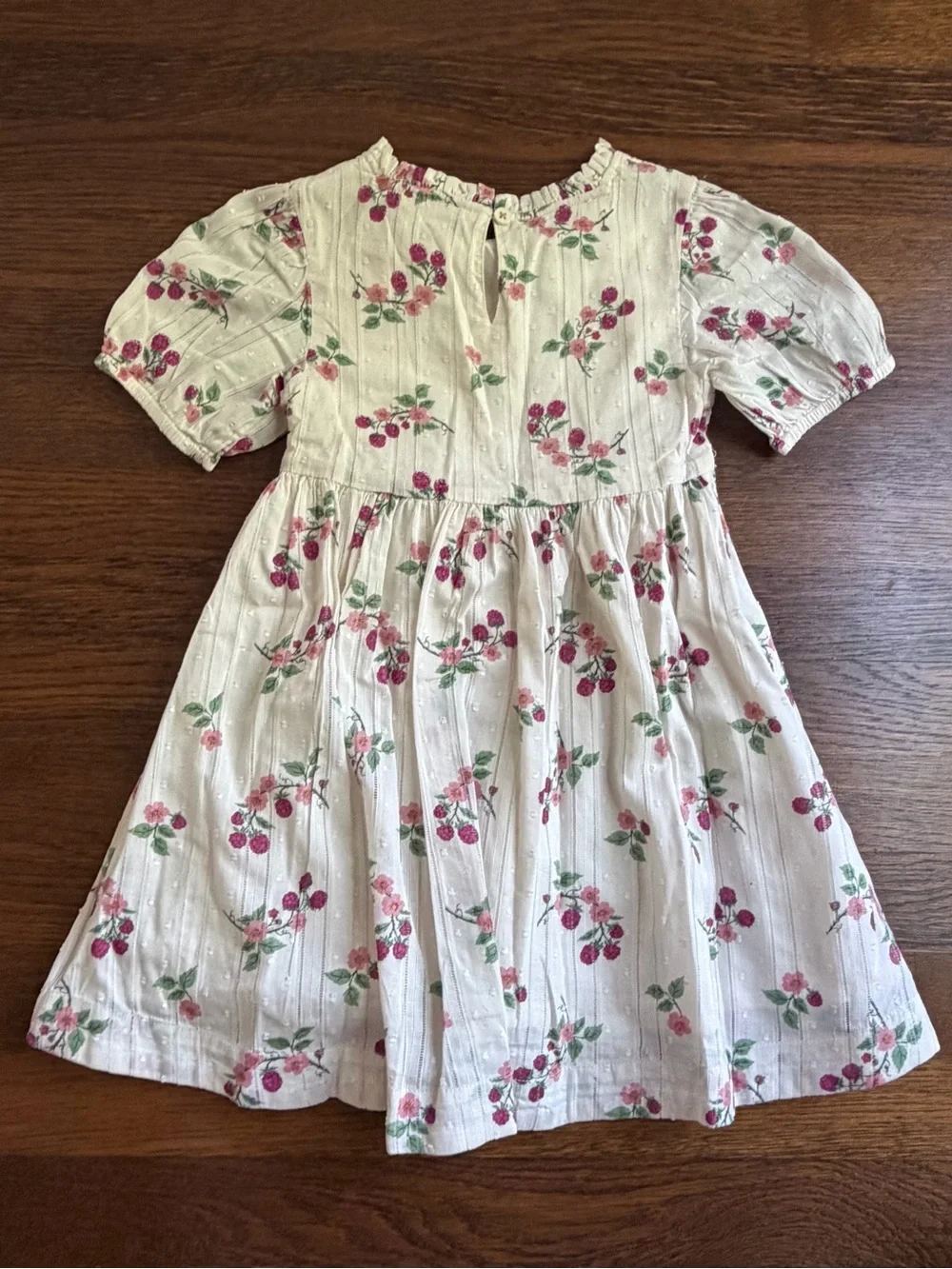 Mini Boden Floral Cream and Pink Cotton Dress